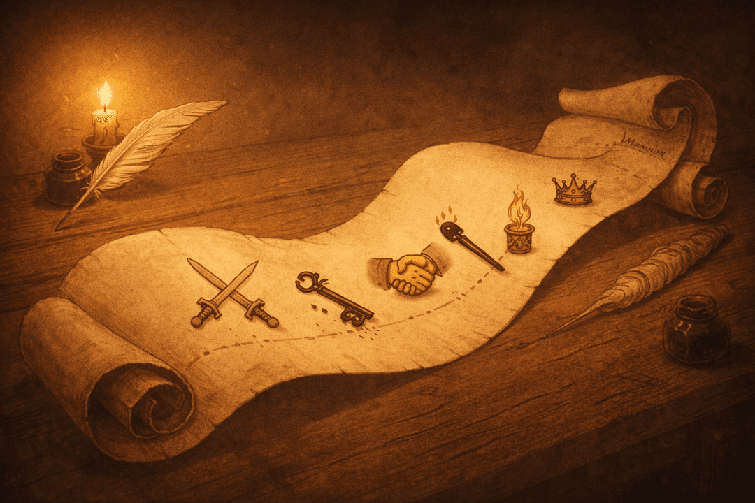 An unrolled parchment timeline